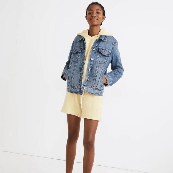 Madewell Womens Medium Wash Distressed Pockets Button Up Denim Jean Jacket XS - Picture 1 of 10